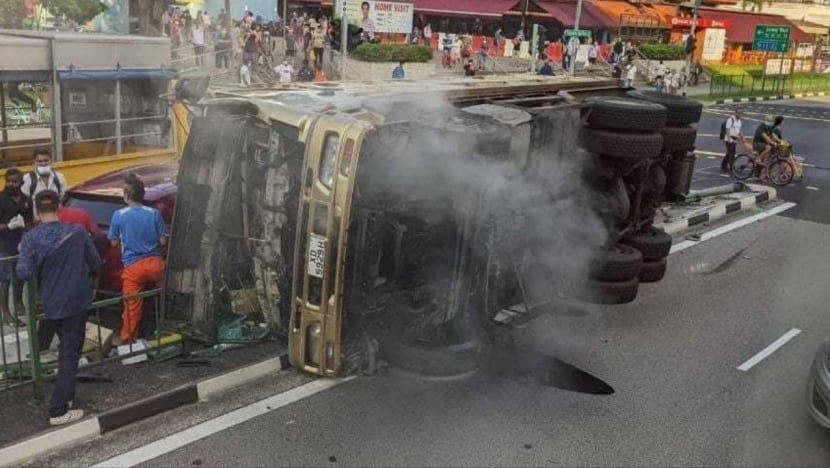 SCDF rescues driver trapped in lorry after accident at Pioneer Road North