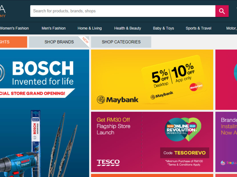A screenshot of Singapore e-commerce company Lazada webpage.