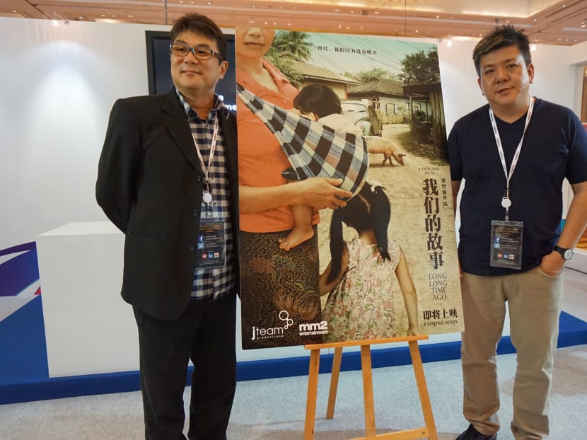 Filmmaker Jack Neo and mm2 Entertainment's Melvin Ang at the announcement of Neo's new movie, Long Long Time Ago. Photo: Hon Jing Yi