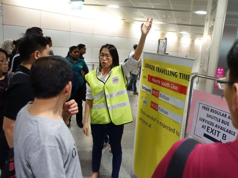 Evening rush-hour commuters were hit by further train delays on the North-South Line (NSL) and parts of the East West Line (EWL) on Wednesday (Nov 15), following delays in the morning caused by a collision between two SMRT trains at Joo Koon station, and a signalling fault on the Circle Line. Photo: Koh Mui Fong/TODAY