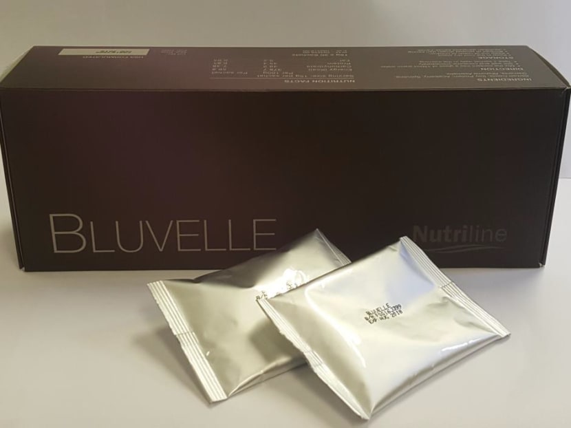 The Heallth Sciences Authority (HSA) has advised the public to stop consuming a weight loss product called Nutriline Bluvelle, which has been found to contain a banned substance. Photo: HSA