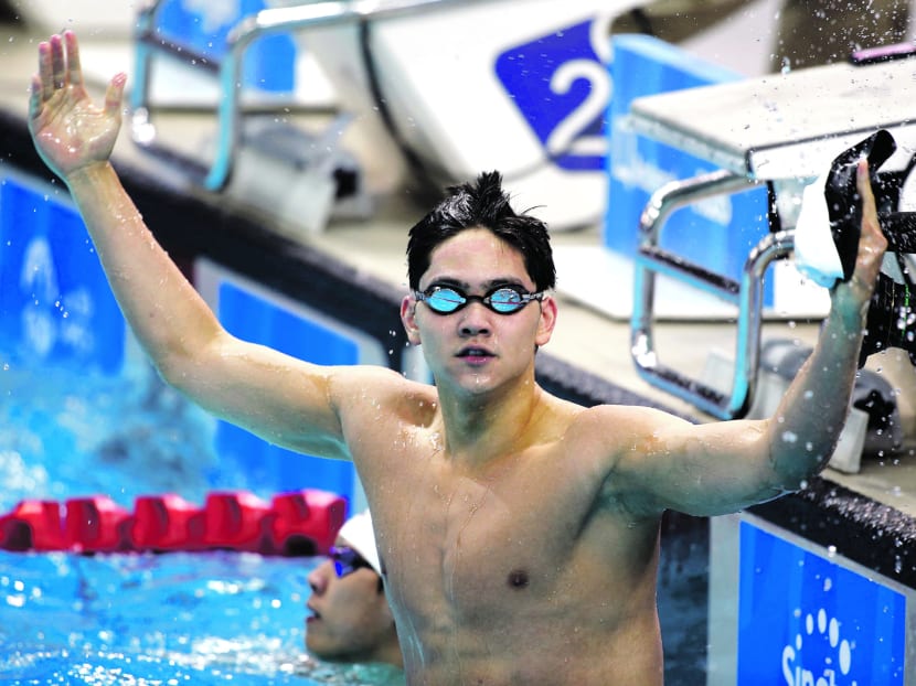 Singapore's Joseph Schooling celebrates winning the men's 100m freestyle swimming final at the Southeast Asian (SEA) Games in Singapore on June 7, 2015. Photo: Reuters