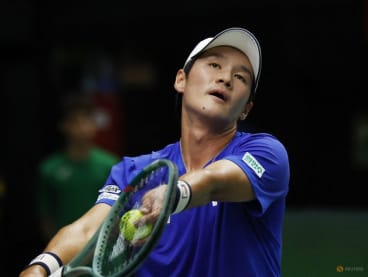 South Korea’s Kwon Soon-woo in action during his singles match against Spain’s Alejandro Davidovich Fokina on Sept 17, 2023.