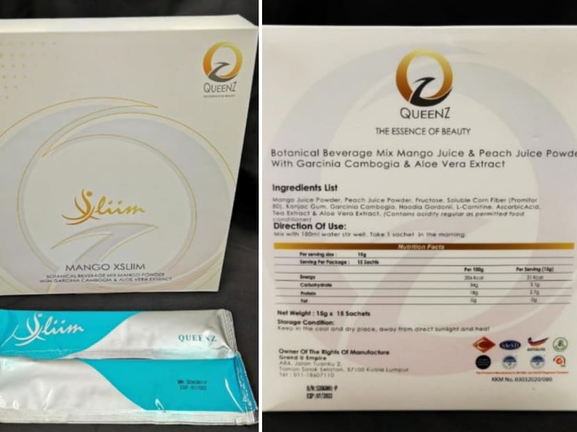 Two consumers experienced chest discomfort, increased heartbeat and dry mouth after taking Queenz Mango Xsliim, the Health Sciences Authority said in an advisory.
