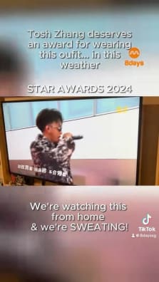 We hope he was well hydrated. 
#8dayssg #fyp
#StarAwards2024 #红星大奖2024 #mediacorpStarAwards2024 #toshzhang