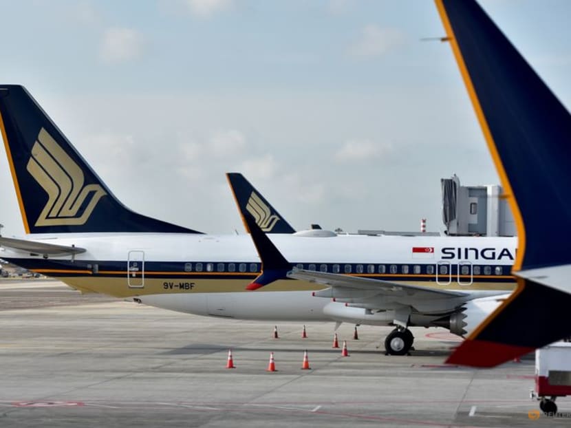 Singapore Airlines planes sitting on the tarmac at Changi Airport in Singapore on Nov 16, 2021. 