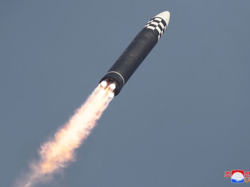 FILE PHOTO: General view during the test firing of what state media report is a North Korean "new type" of intercontinental ballistic missile (ICBM) in this undated photo released on March 24, 2022 by North Korea's Korean Central News Agency (KCNA). KCNA via REUTERS FILE PHOTO: General view during the test firing of what state media report is a North Korean "new type" of intercontinental ballistic missile (ICBM) in this undated photo released on March 24, 2022 by North Korea's Korean Central News Agency (KCNA). KCNA via REUTERS