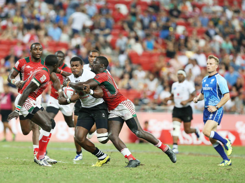 Kenya upset Fiji to claim their maiden crown in the inaugural HSBC Singapore Sevens. Photo: Getty Images