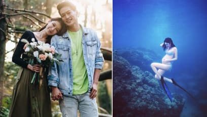 5566 Member Jason Hsu’s Wife Is 7 Months Pregnant And She Just Did An Underwater Maternity Shoot