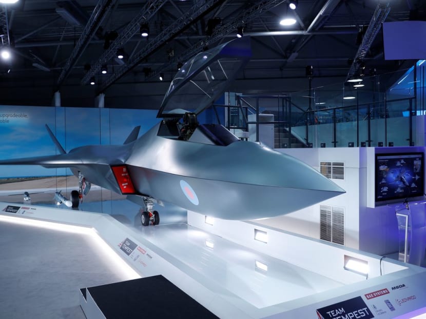 A model of a new jet fighter, called 'Tempest' at the Farnborough Airshow, in Farnborough, Britain July 16, 2018. A model of a new jet fighter, called 'Tempest' at the Farnborough Airshow, in Farnborough, Britain July 16, 2018.