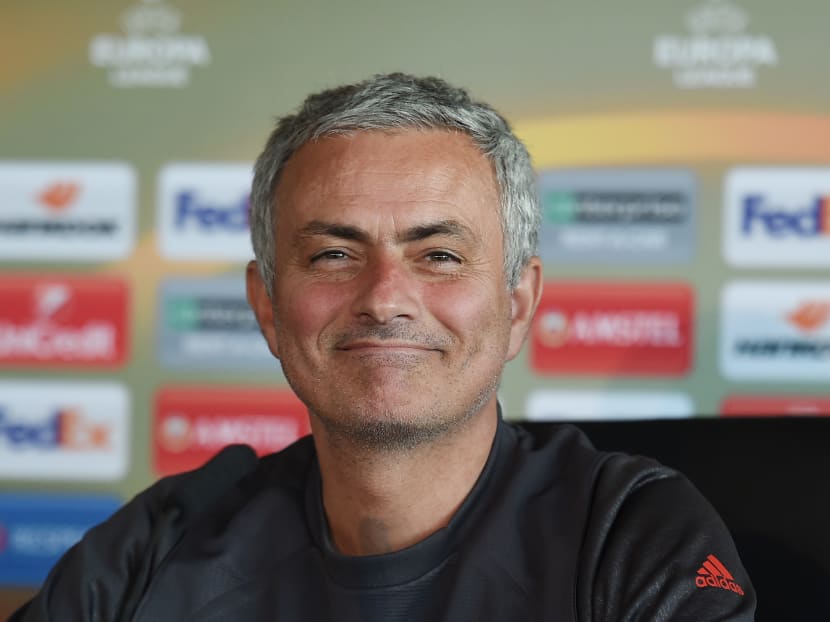 Manchester United manager Jose Mourinho smiles during a press conference at their Carrington base in Manchester,in this Oct 19, 2016 file photo. Photo: AFP