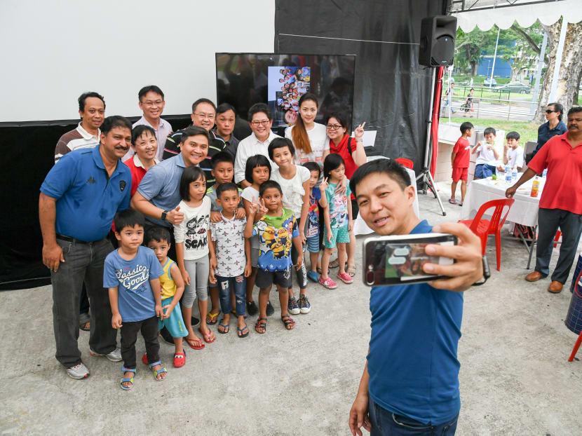 Social and Family Development Minister Tan Chuan Jin takes a wefie during his community visit to Toa Payoh East-Novena Division. Photo: Toa Payoh East-Novena Media Team