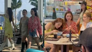 Joey Yung, Gillian Chung, Charlene Choi Seen At Lau Pa Sat, Marina Bay Sands & Durian Café