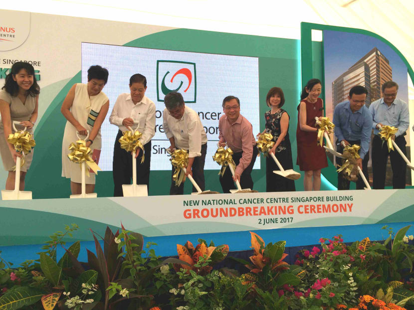 Health Minister Gan Kim Yong at the groundbreaking ceremony for the new National Cancer Centre Singapore (NCCS) in Outram, which will be four times larger than the current building. The new NCCS is expected to be ready by 2022. Photo: Neo Chai Chin/TODAY