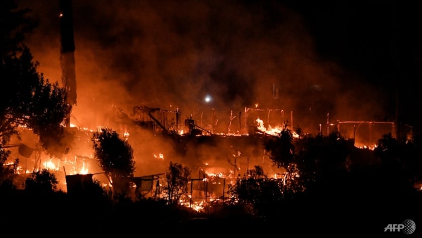 Major fire at migrant camp on Greek island of Samos Major fire at migrant camp on Greek island of Samos