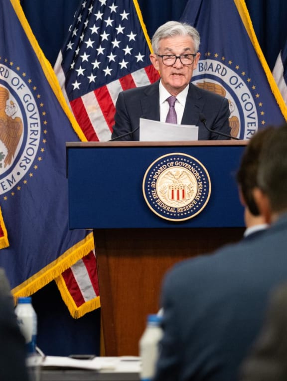 The United States Federal Reserve Board's chairman Jerome Powell speaking during a news conference in Washington, DC, on Sept 21, 2022.