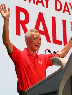 Prime Minister Lee Hsien Loong giving his last May Day Rally speech on May 1, 2024.