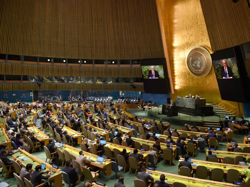 Russia’s Ambassador to the United Nations Vassily Nebenzia speaks during a United Nations general assembly meeting following the Russian security council veto at UN headquarters in New York City on Oct 10, 2022. Russia’s Ambassador to the United Nations Vassily Nebenzia speaks during a United Nations general assembly meeting following the Russian security council veto at UN headquarters in New York City on Oct 10, 2022.