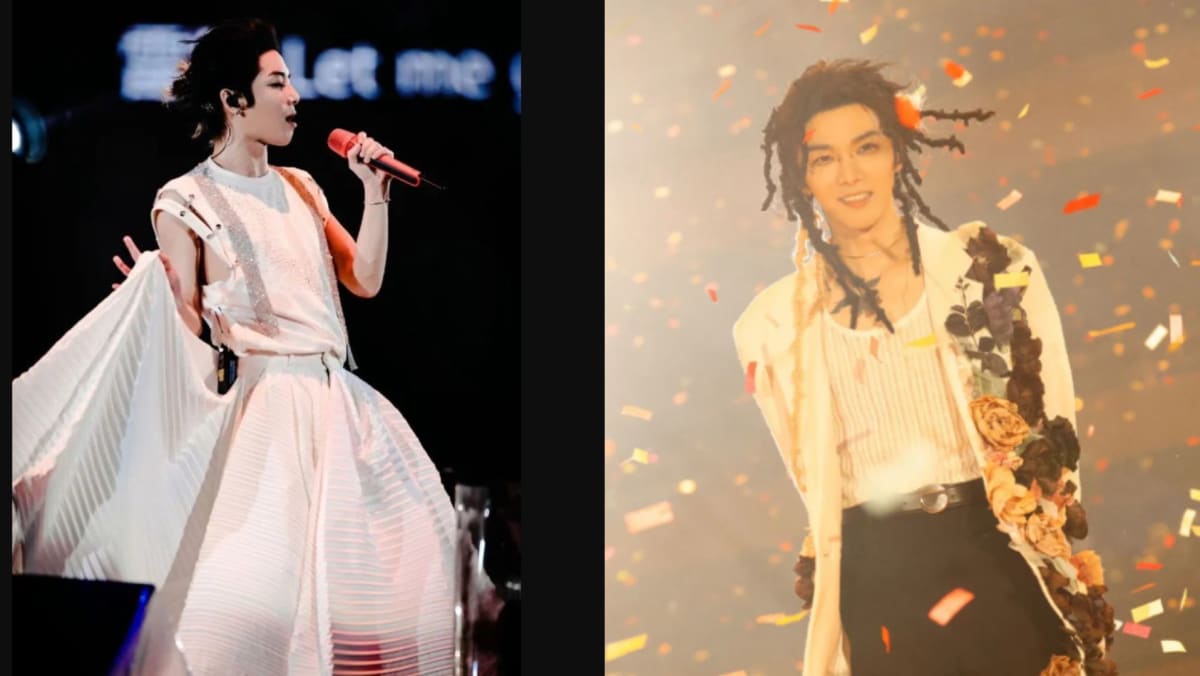 'Can you look manlier?': Chinese singer Hua Chenyu criticised for wearing wedding dress during concert