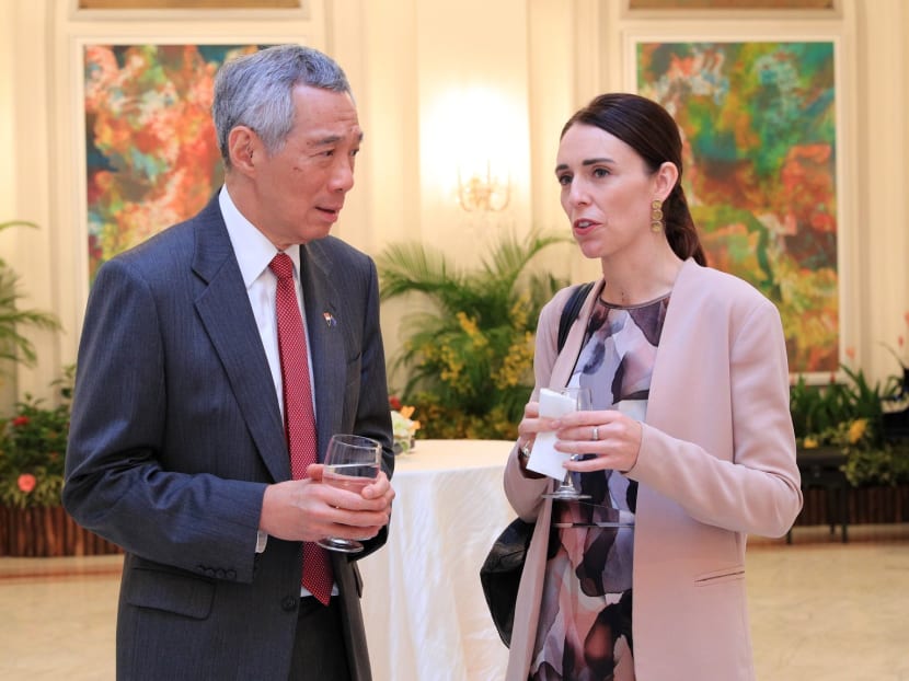 Prime Minister Lee Hsien Loong speaks with his counterpart from New Zealand, Ms Jacinda Ardern, during her official visit to Singapore in 2019. Prime Minister Lee Hsien Loong speaks with his counterpart from New Zealand, Ms Jacinda Ardern, during her official visit to Singapore in 2019.