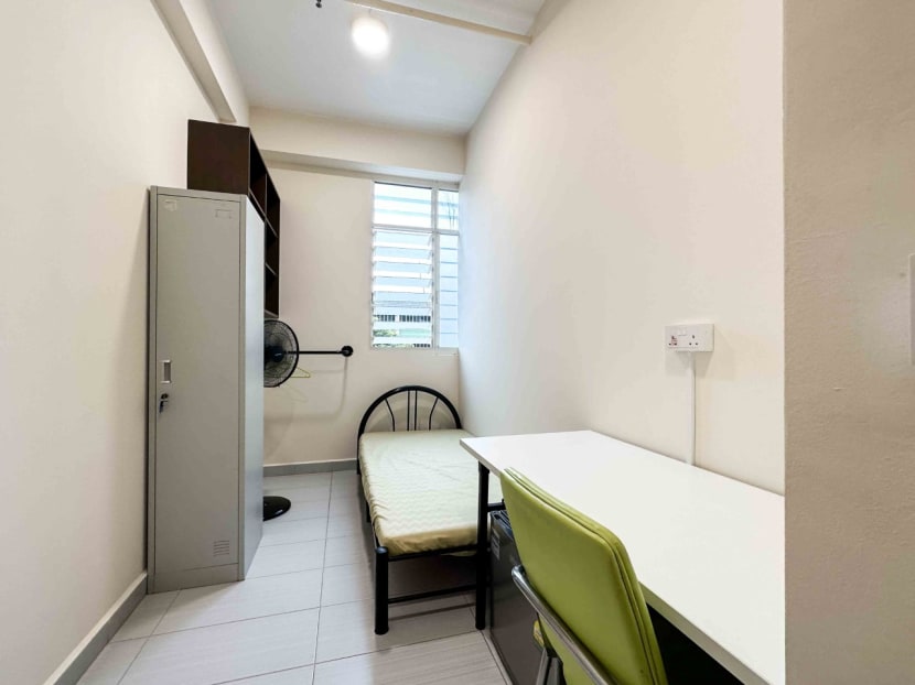 A rental unit from HDB's Single Room Shared Facilities pilot programme at the former Anderson Junior College hostel.