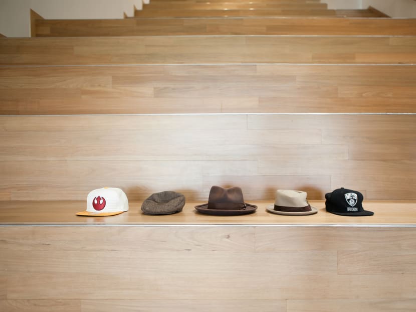 Benjamin Kheng's five favourite hats. Photo: Chua Hong Yin