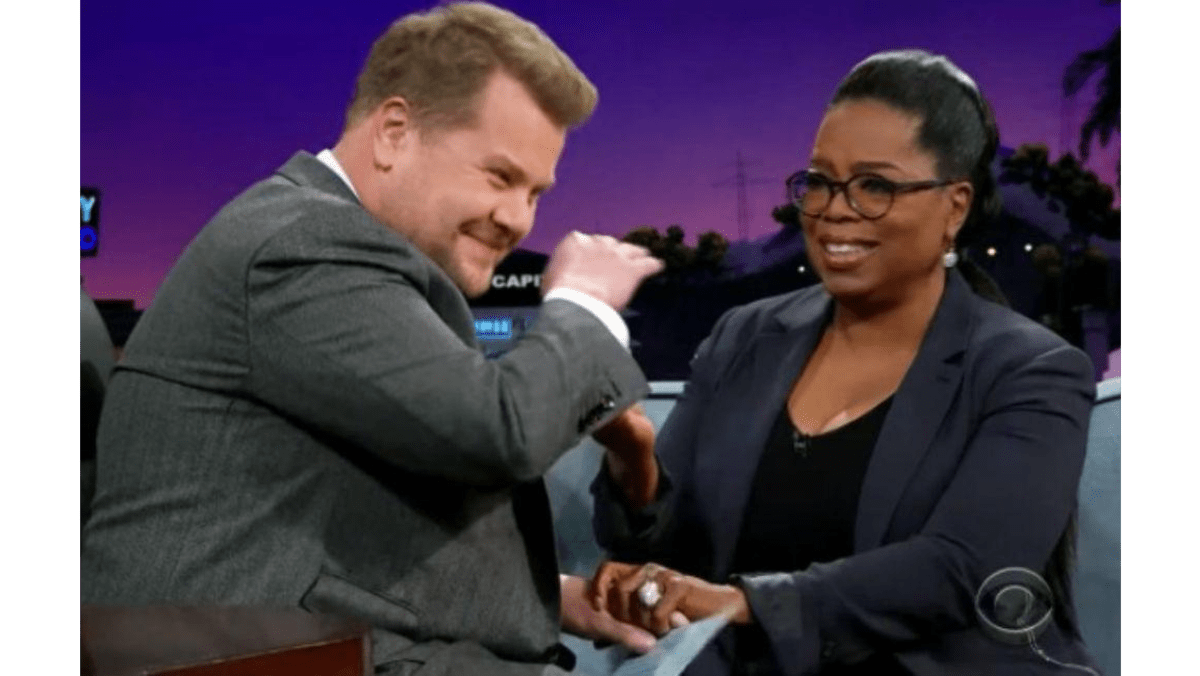 Oprah Winfrey makes James Corden cry 8days