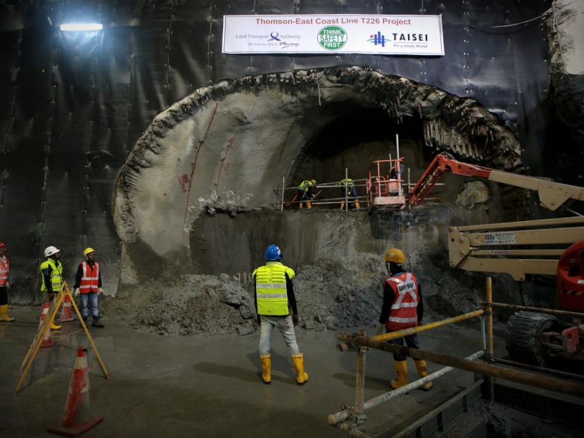 Photo of the day: Workers excavating a tunnel at the site of the upcoming Marina Bay MRT Station on the Thomson-East Coast Line on Monday (June 25). The Land Transport Authority is using a ground-freezing process as part of the works to construct a stretch of tunnels at the station.