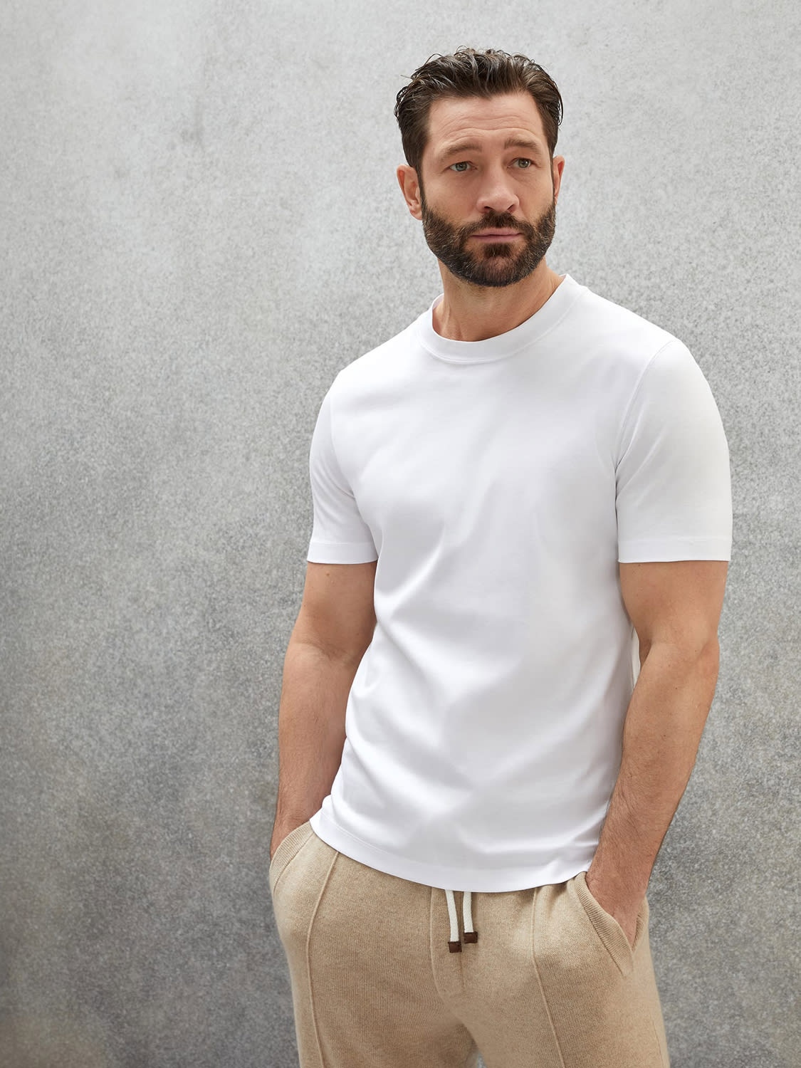 men in white tees