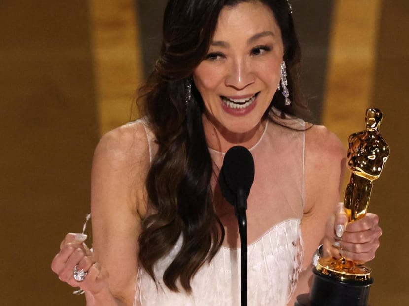 Michelle Yeoh accepts the Oscar for Best Actress for Everything Everywhere All at Once during the Oscars show at the 95th Academy Awards in Hollywood, Los Angeles, California, United States on March 12, 2023. 