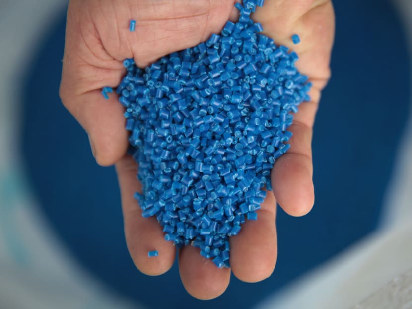 Recycled plastic pellets at V1 Recycle’s facility in Ulu Tiram, Johor Baru, Malaysia.