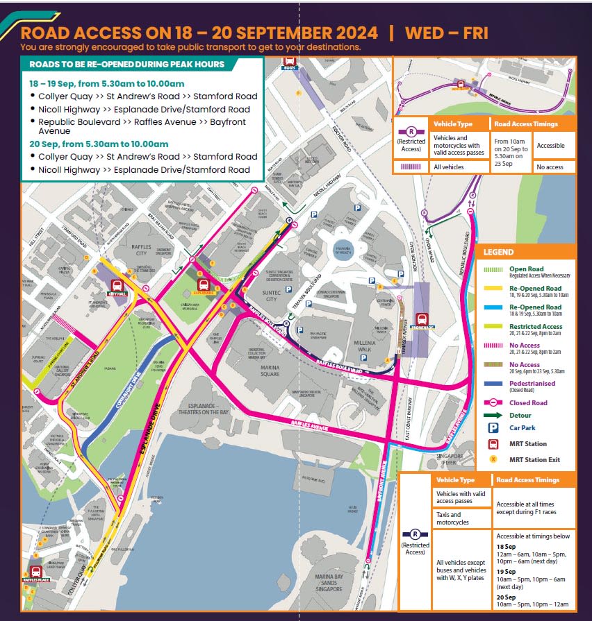 F1 road closures in Singapore Traffic arrangements and transport