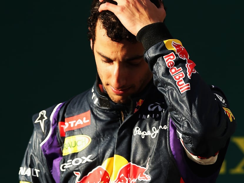 Daniel Ricciardo of Australia and Infiniti Red Bull Racing reacts on the podium after finishing second during the Australian Formula One Grand Prix at Albert Park on March 16, 2014 in Melbourne, Australia.  Photo: Getty Images
