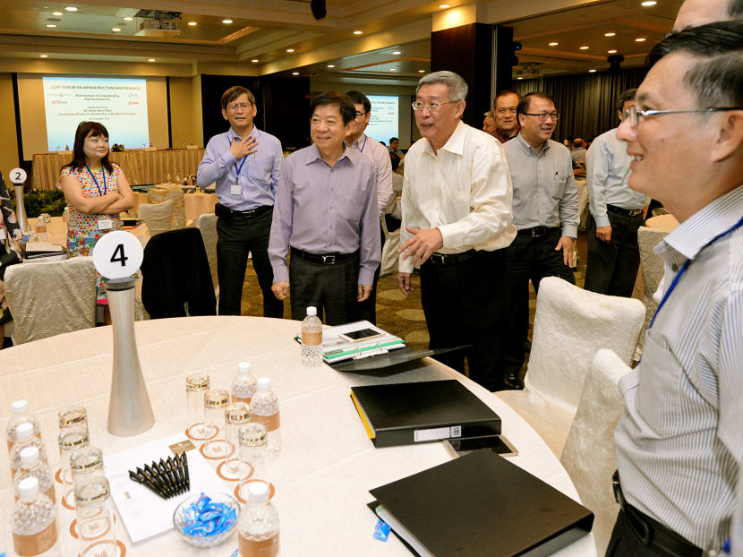 Mr Khaw (second from right) today with attendees of an inaugural forum on infrastructure maintenance. Photo: Robin Choo Mr Khaw (second from right) today with attendees of an inaugural forum on infrastructure maintenance. Photo: Robin Choo