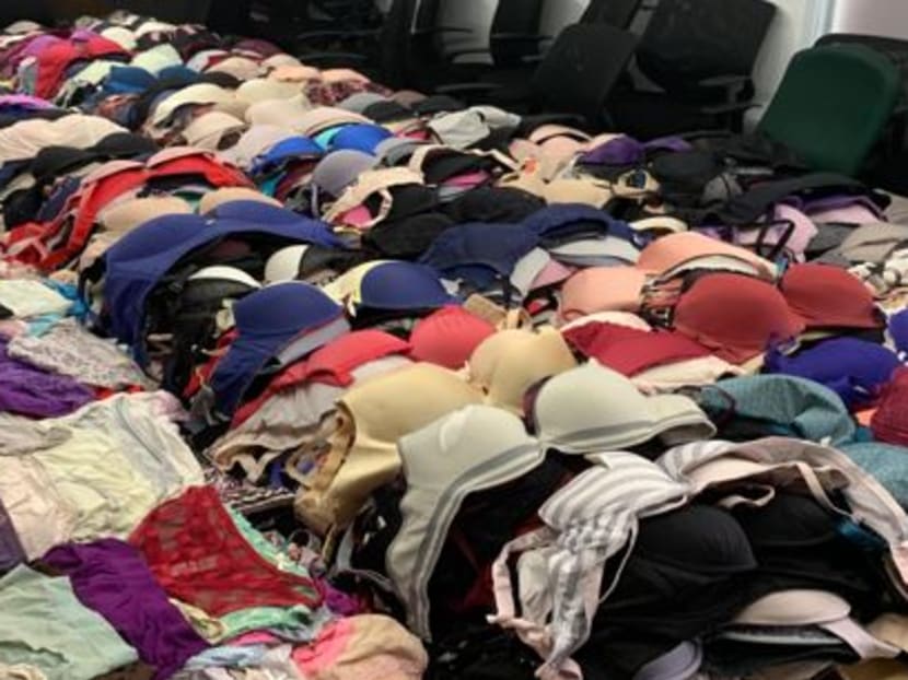 More than 2,500 pieces of women's underwear were found in his possession and seized.