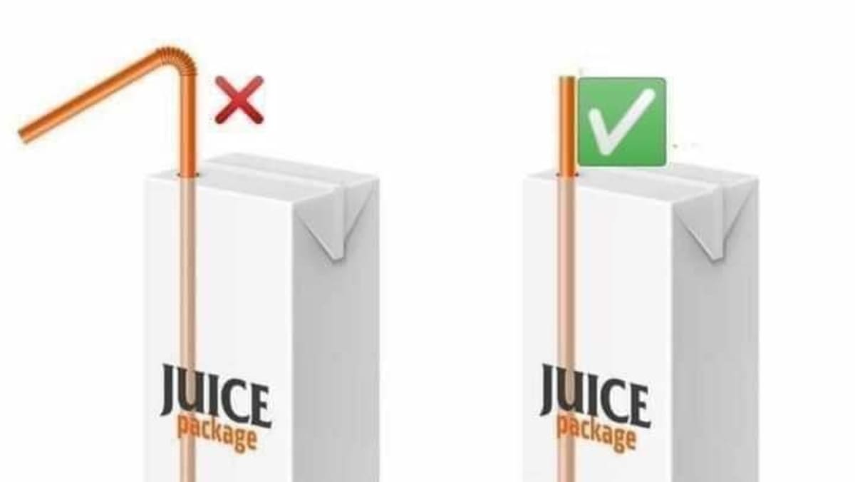 Twitter users debate the 'right' way to use a drink carton straw TODAY