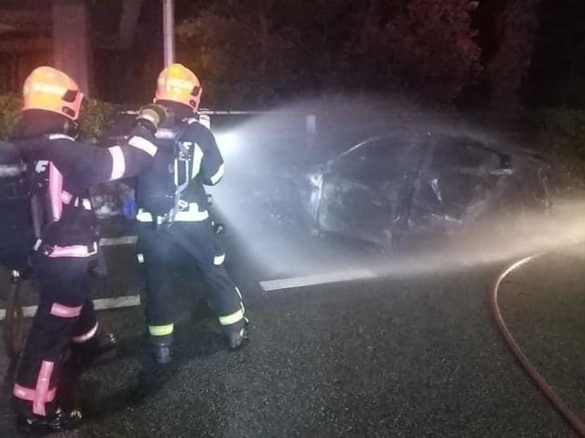 A car was found engulfed in flames at the scene of the accident along the CTE.
