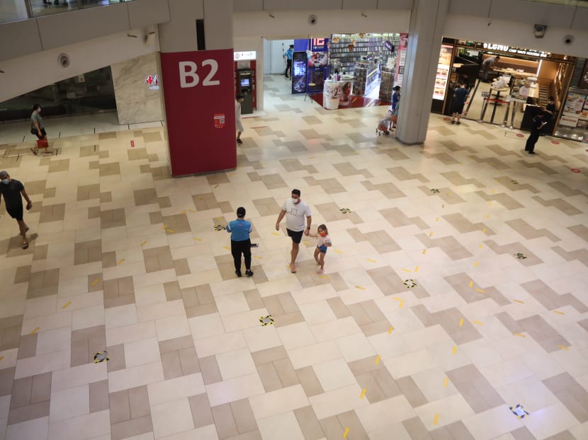 Not many shoppers were at Bedok Mall on May 16, 2021, which is usually crowded on a Sunday.