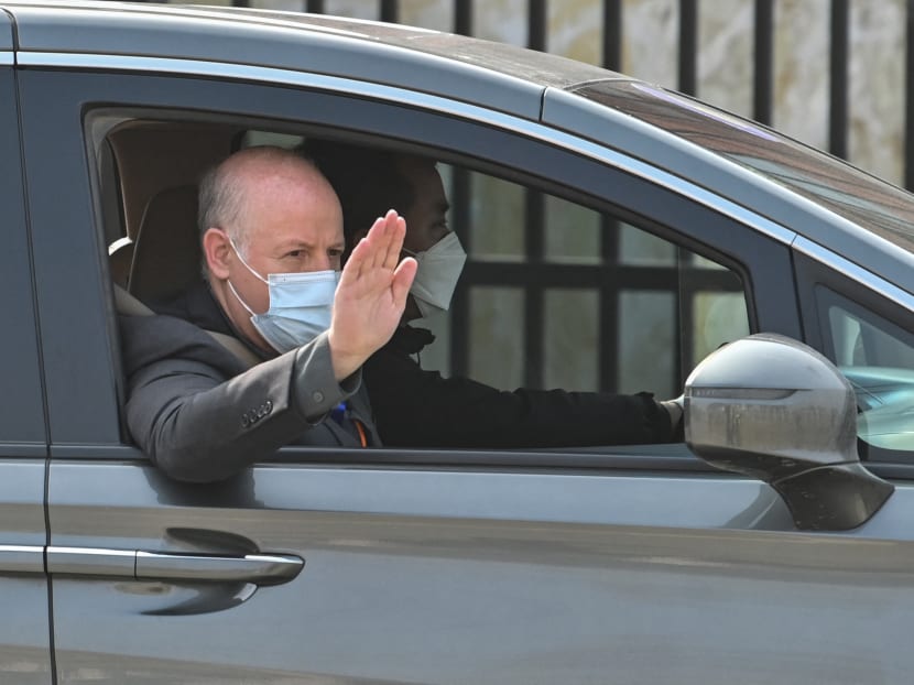 Dr Peter Daszak and other members of the World Health Organization team investigating the origins of the Covid-19 coronavirus, leave the Wuhan Institute of Virology in Wuhan, in China's central Hubei province on February 3, 2021.