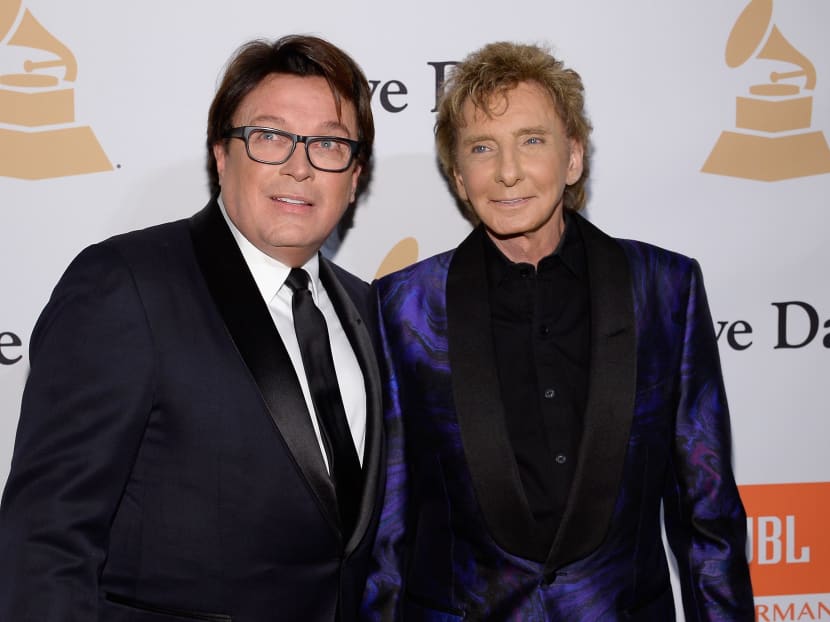 This file photo taken on Feb 13, 2016 shows Garry Kief (L) and singer Barry Manilow attending the 2016 Pre-GRAMMY Gala and Salute to Industry Icons honoring Irving Azoff at The Beverly Hilton Hotel in Beverly Hills, California. Photo: AFP