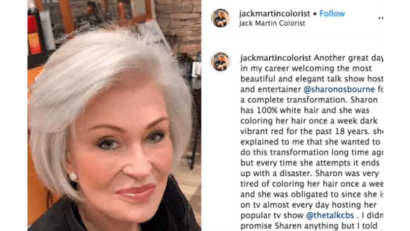 Sharon Osbourne dyes hair platinum blonde