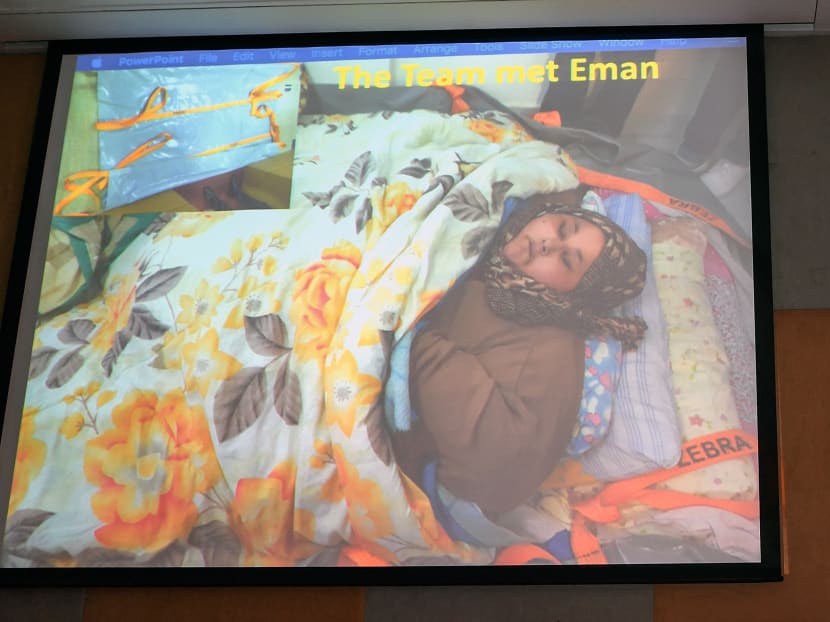 An image of Egyptian national Eman Ahmed Abd El Aty, who weighs around 500 kilograms (1,100 pounds), is displayed at a press conference attended by her Indian bariatric surgeon Muffazal Lakdawala in Mumbai on February 13, 2017.  Photo: AFP