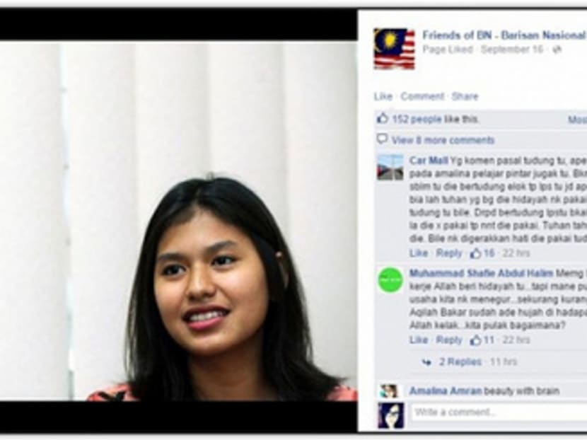 Screen capture from the Facebook post on Hajar Nur Asyiqin Abdul Zubir, who was criticised for not wearing a tudung.