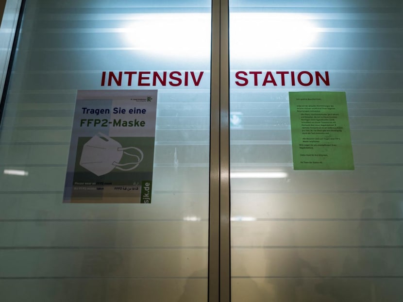 View of the sliding doors offering access to the intensive care unit at the pediatric ward of Berlin's Saint Joseph Hospital on Dec 13, 2022. View of the sliding doors offering access to the intensive care unit at the pediatric ward of Berlin's Saint Joseph Hospital on Dec 13, 2022.