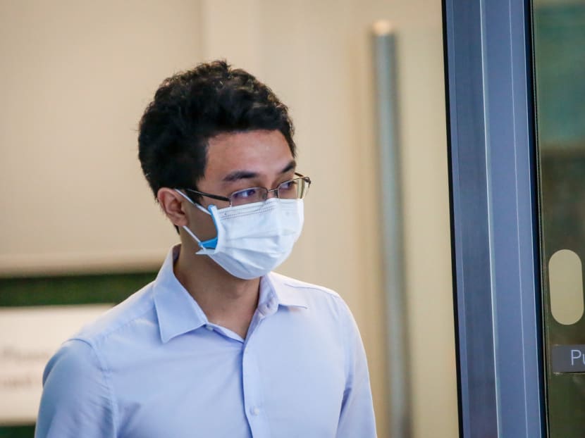 Chua Ci Jie leaving the State Courts on Jan 17, 2022. Chua Ci Jie leaving the State Courts on Jan 17, 2022.