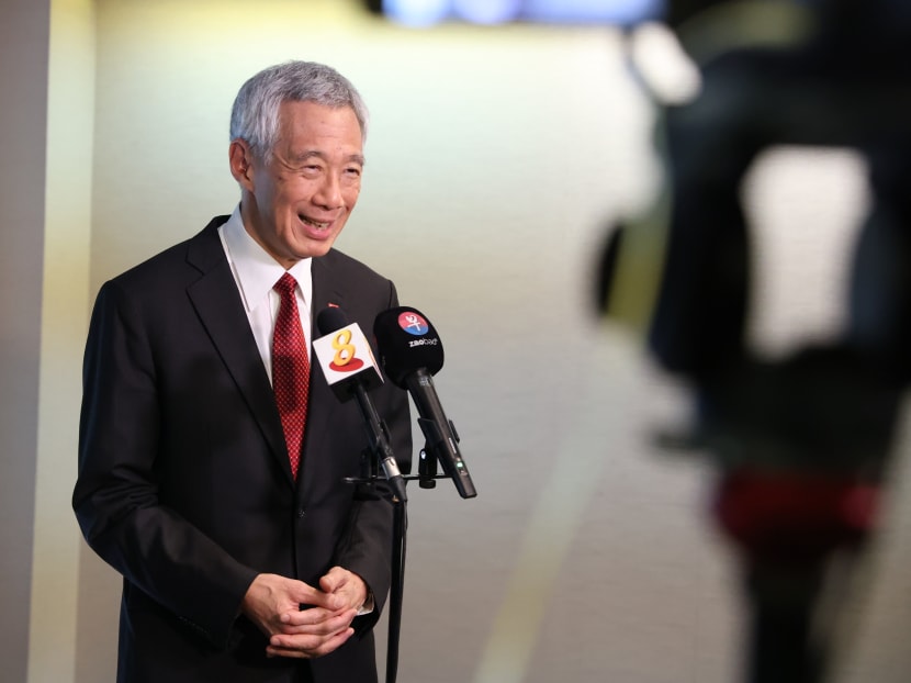 Prime Minister Lee Hsien Loong speaking to Singapore media following the Asean-US Special Summit in Washington, DC.
