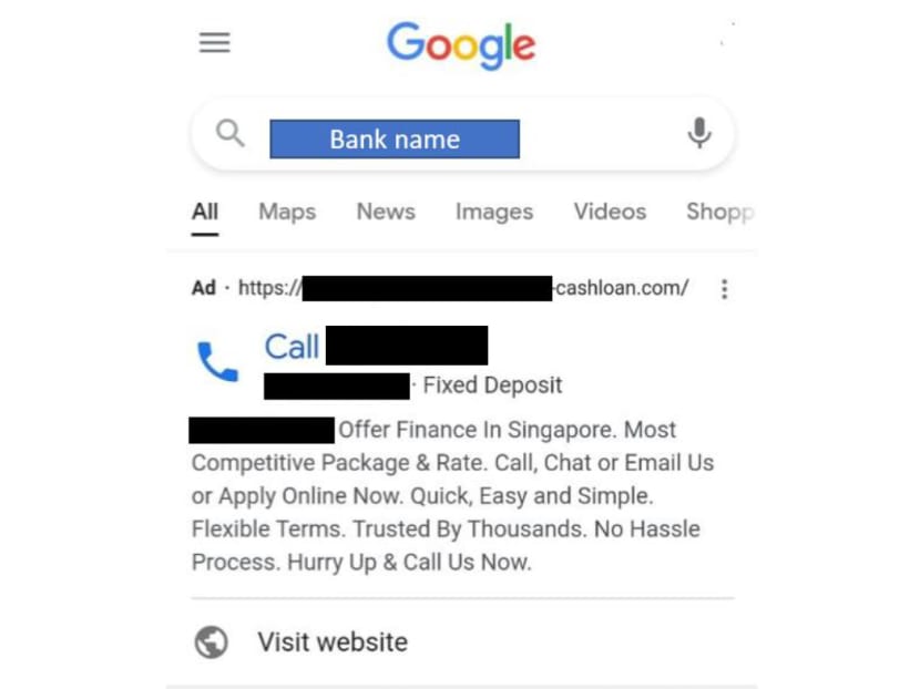 The ploy starts with scammers posting advertisements on Google Searches, which turn up when a user searches for bank contact numbers.