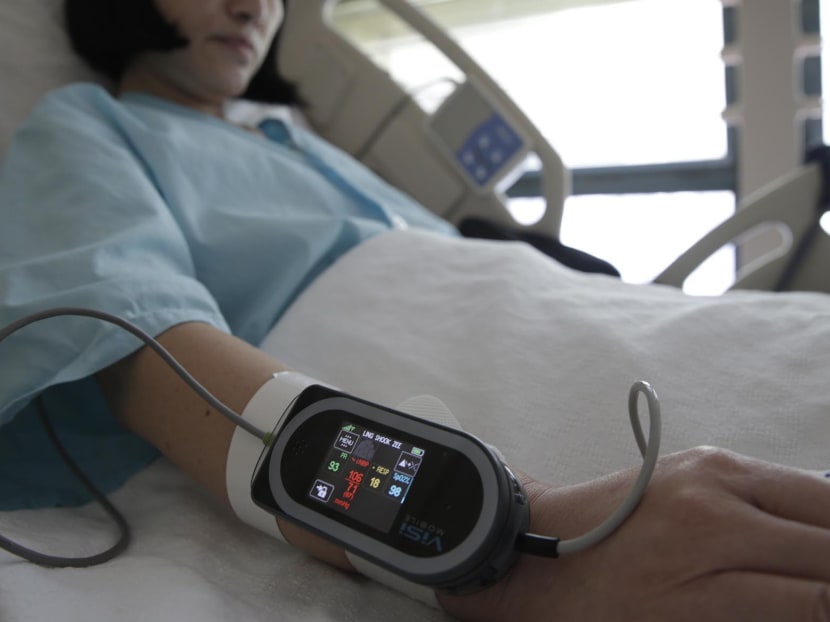 A device monitoring patients' vital signs, like blood pressure, heart/pulse rate and skin temperature, which will alert nurses of abnormalities. TODAY file photo