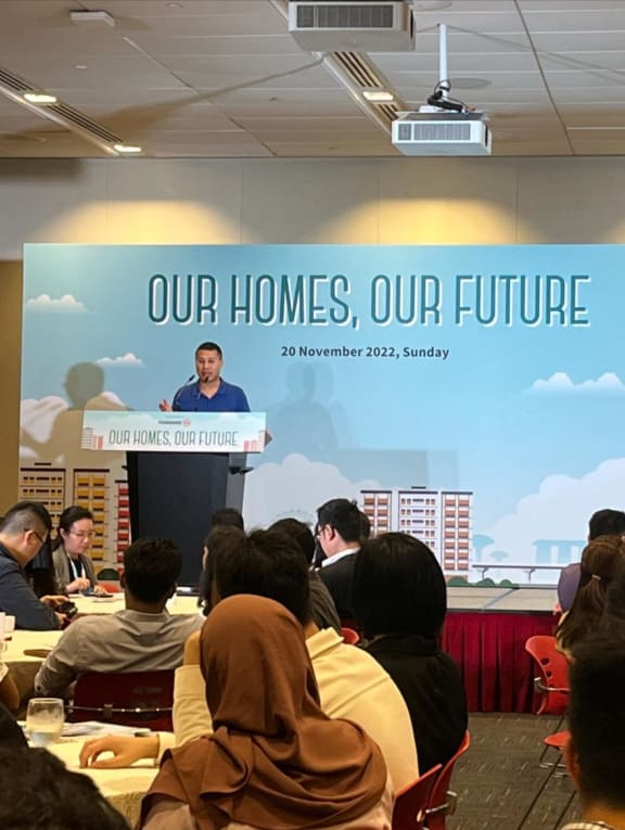 National Development Minister Desmond Lee addressing youth participants at a government engagement session on public housing on Nov 20, 2022.