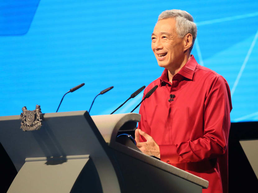 Prime Minister Lee Hsien Loong at the National Day Rally in 2019 at the Institute of Technical Education in Ang Mo Kio. 